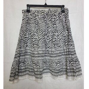 Studio West Womens Skirt Black White Print Size PM 100 Cotton S003